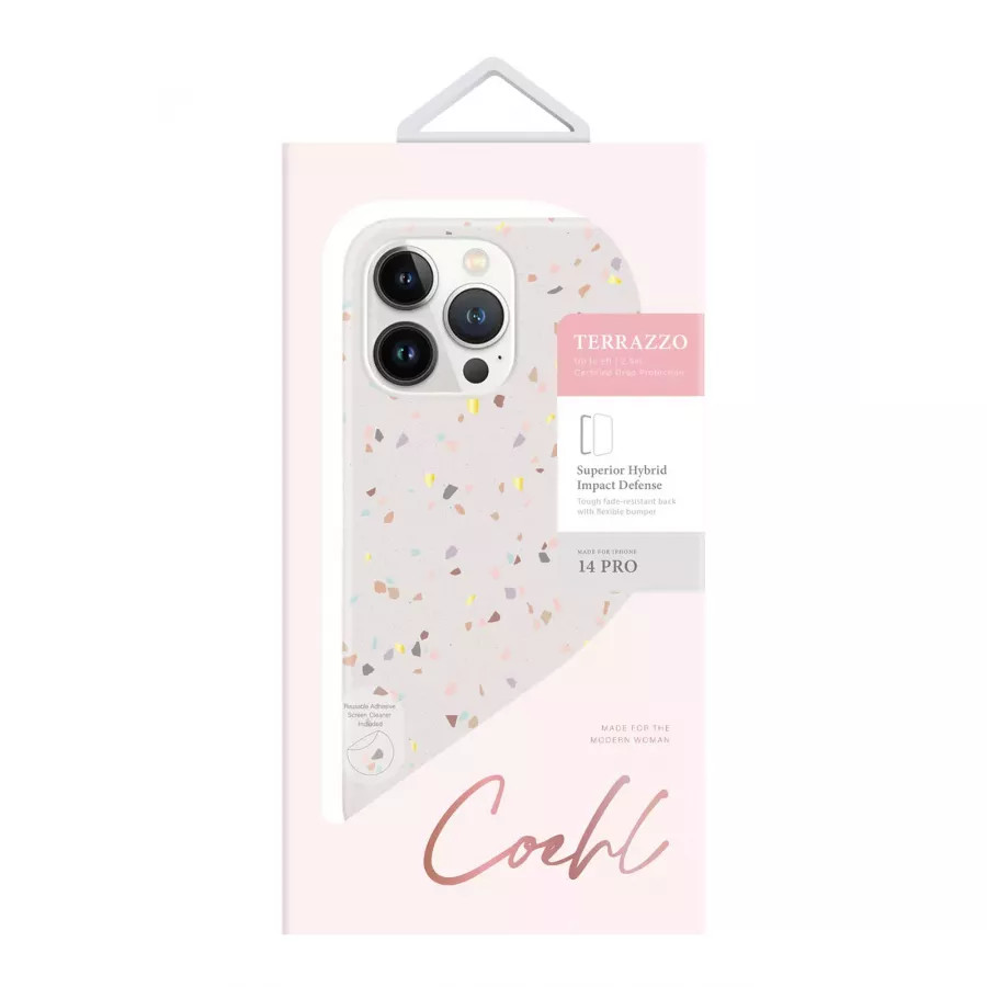 Купить Чехол Uniq COEHL Terrazzo для iPhone 14 Pro, Sandstone в Сочи. Вид 4