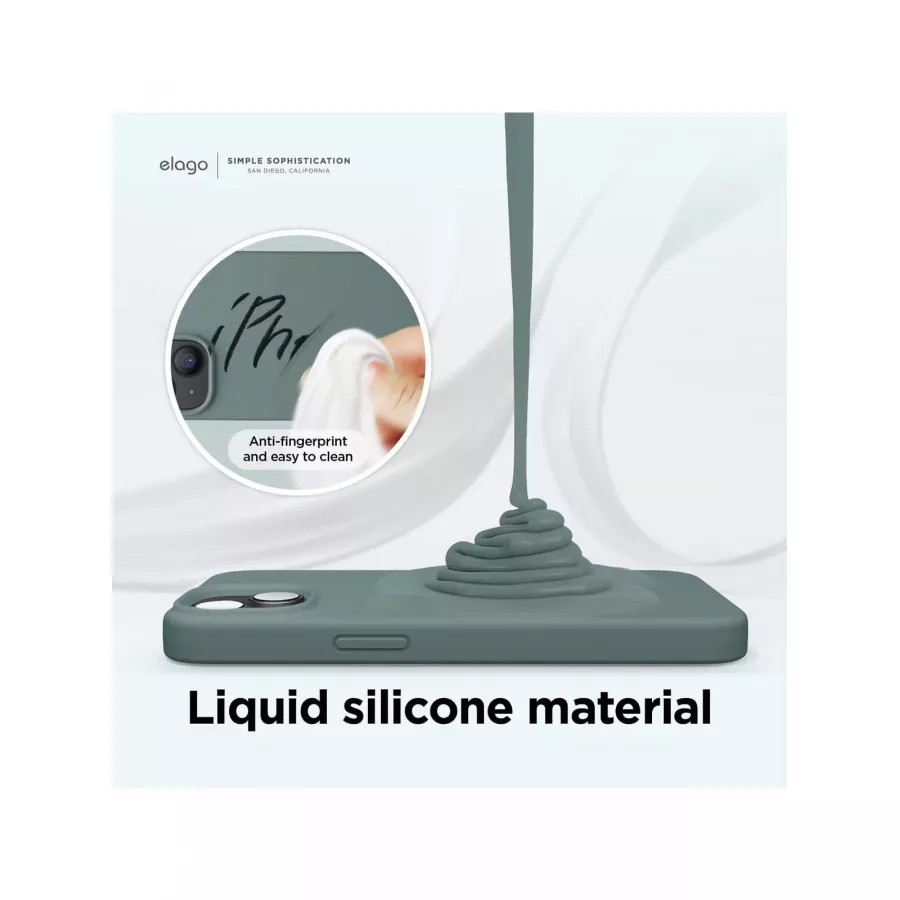 Купить Чехол Elago Soft silicone (Liquid) для iPhone 13/14, Midnight Green в Сочи. Вид 3