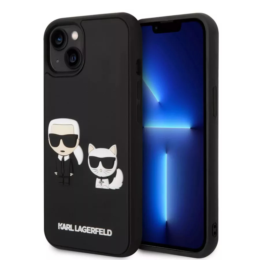 Купить Чехол Lagerfeld 3D Rubber Karl and Choupette Hard для iPhone 13/14, черный в Сочи. Вид 3