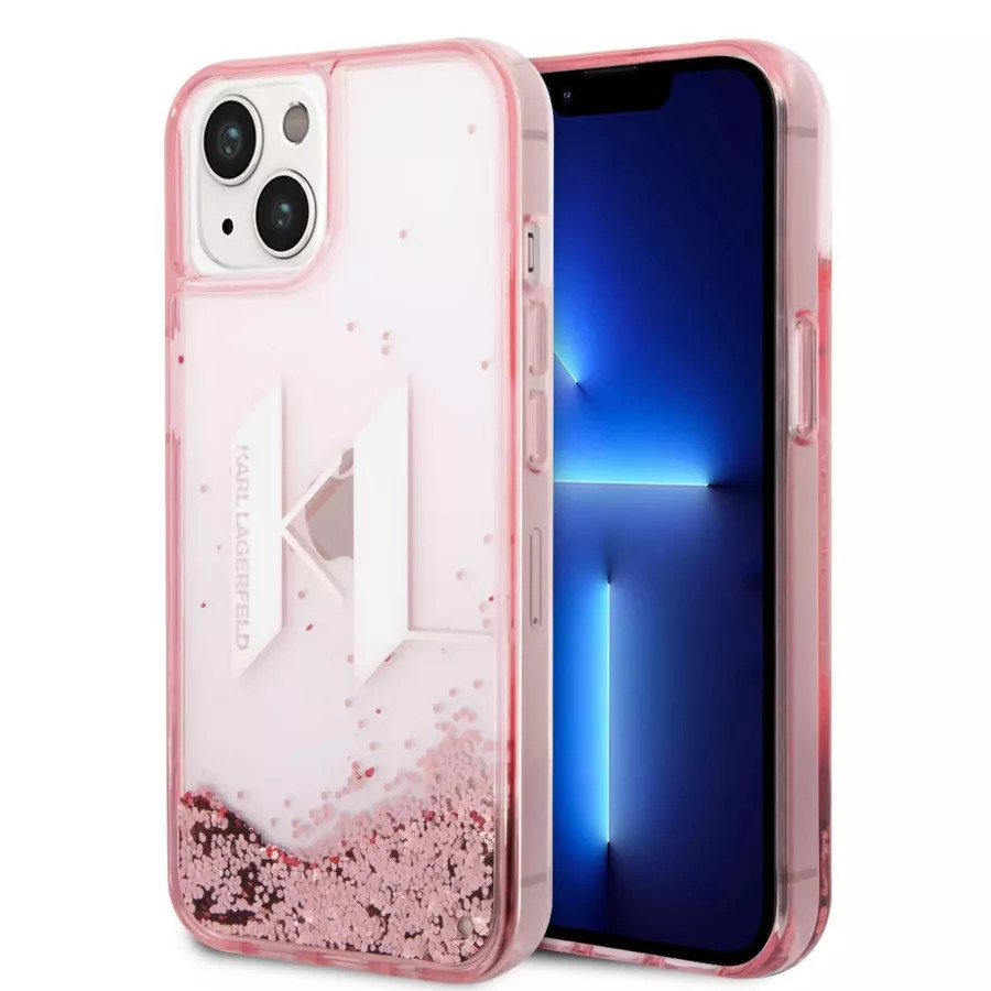 Купить Чехол Lagerfeld Liquid glitter Big KL logo Hard для iPhone 13/14, розовый в Сочи. Вид 3
