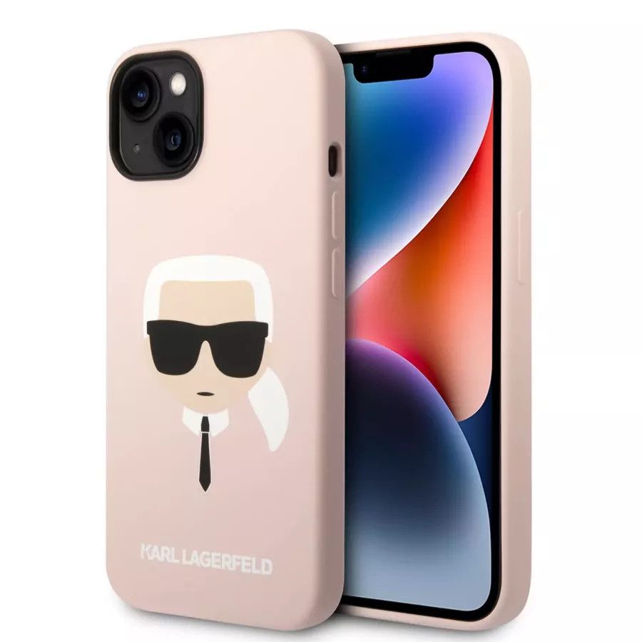 Купить Чехол Lagerfeld 3D Liquid silicone Karl's Head Hard для iPhone 13/14, розовый в Сочи. Вид 3