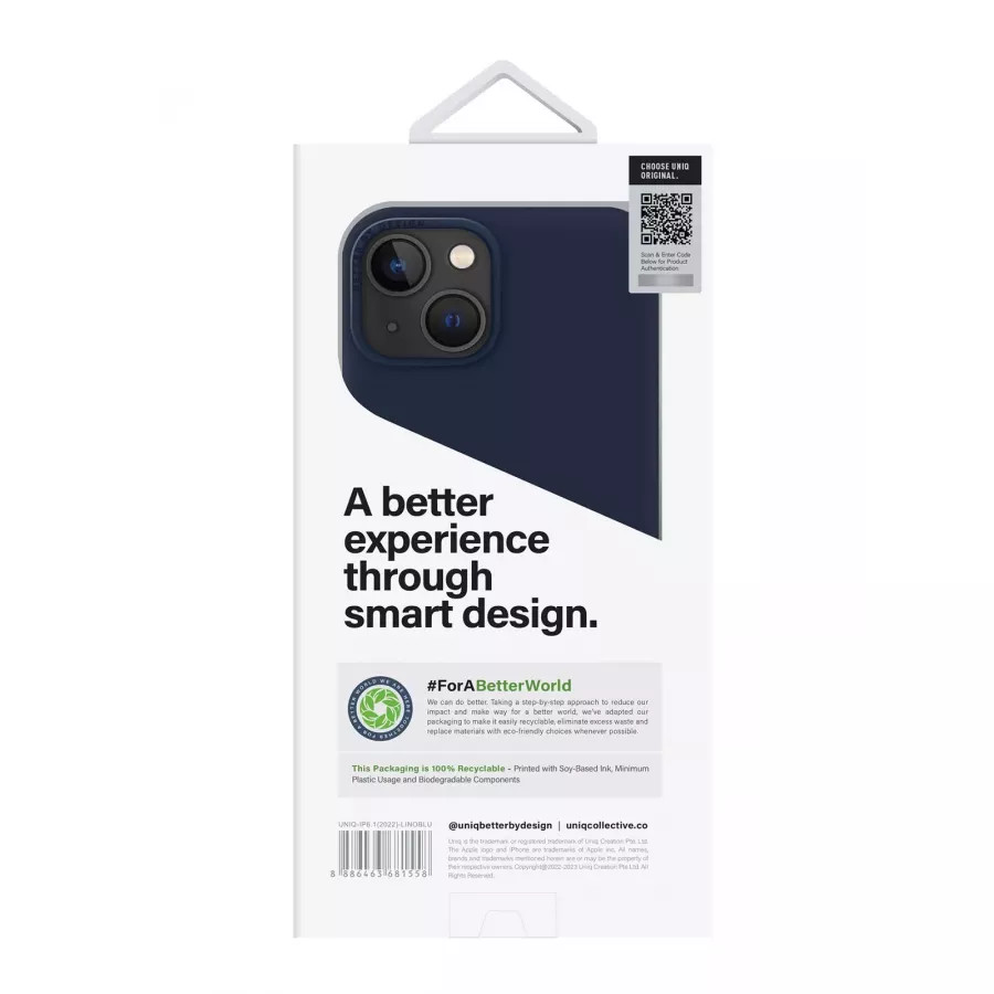 Купить Чехол Uniq LINO для iPhone 13/14, синий в Сочи. Вид 7