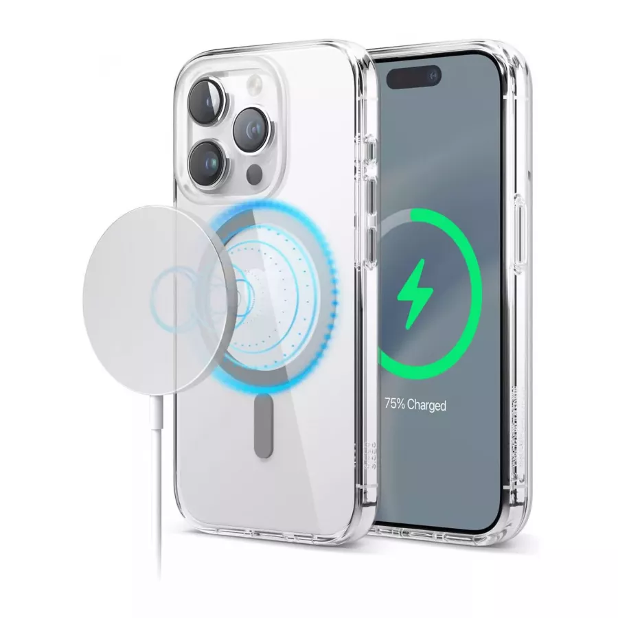 Купить Чехол Elago HYBRID (pc/tpu) (MagSafe) для iPhone 15 Pro, Clear/Medium Grey в Сочи. Вид 1
