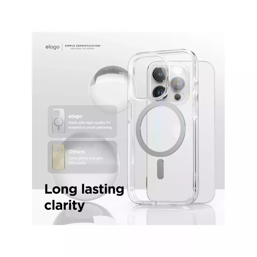 Купить Чехол Elago HYBRID (pc/tpu) (MagSafe) для iPhone 15 Pro, Clear/Medium Grey в Сочи. Вид 2