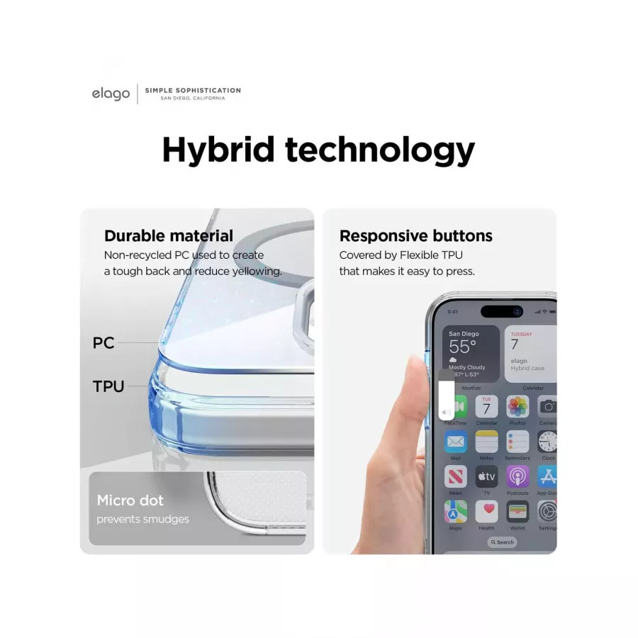 Купить Чехол Elago HYBRID (pc/tpu) (MagSafe) для iPhone 15 Pro, Clear/Medium Grey в Сочи. Вид 3