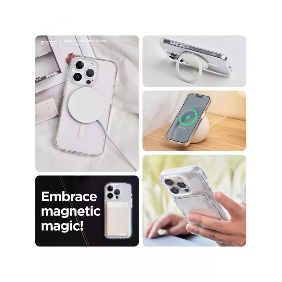 Купить Чехол Elago HYBRID (pc/tpu) (MagSafe) для iPhone 15 Pro, Clear/Medium Grey в Сочи. Вид 6