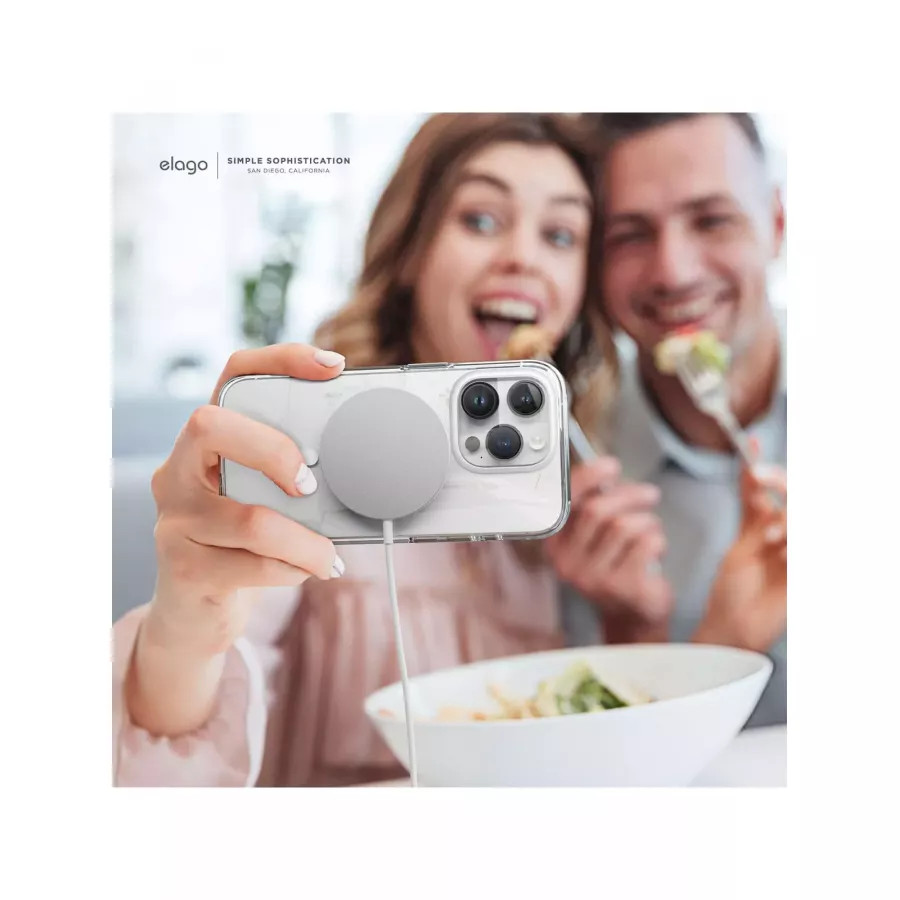 Купить Чехол Elago HYBRID (pc/tpu) (MagSafe) для iPhone 15 Pro, Clear/Medium Grey в Сочи. Вид 9