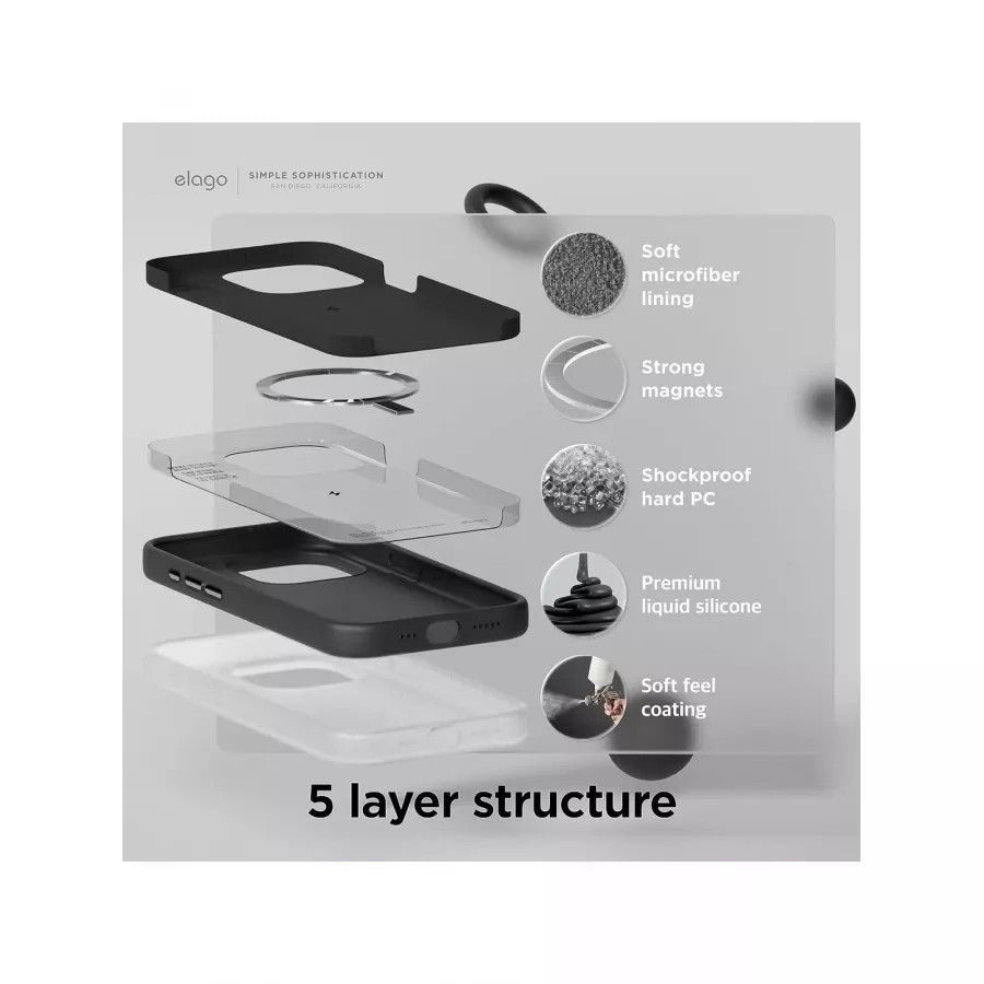 Купить Черный Elago Soft Liquid silicone (MagSafe) для iPhone 15 Pro, черный в Сочи. Вид 3