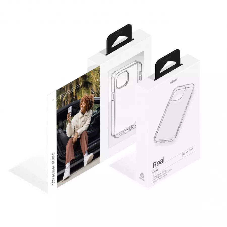 Купить Чехол uBear Real Case для iPhone 15 Pro, усиленный, текстурир.,прозрачный в Сочи. Вид 5