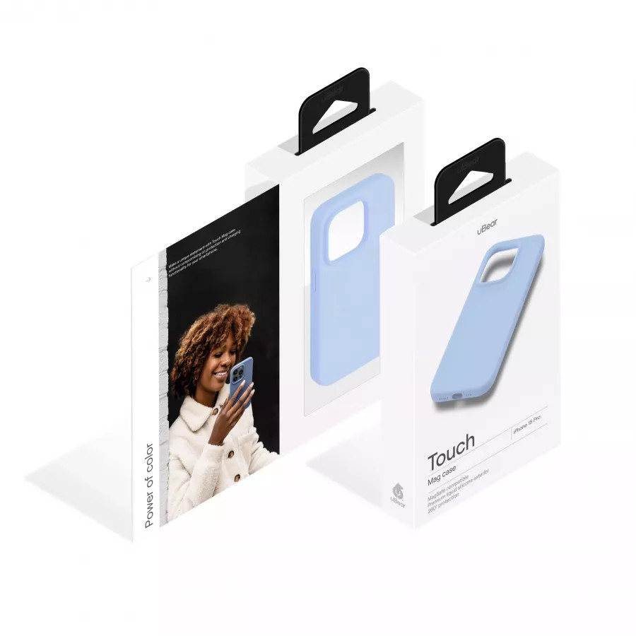 Купить Силиконовый чехол uBear Touch Mag Case для iPhone 15 Pro, голубой в Сочи. Вид 5