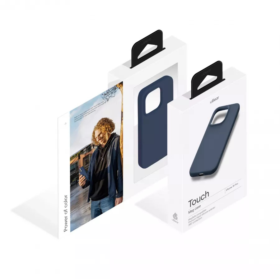 Купить Силиконовый чехол uBear Touch Mag Case для iPhone 15 Pro, темно-синий в Сочи. Вид 5