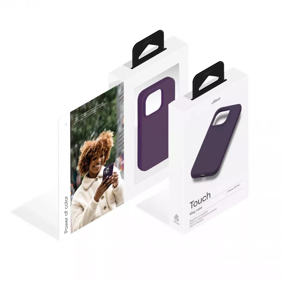 Купить Силиконовый чехол uBear Touch Mag Case для iPhone 15 Pro, темно-фиолетовый в Сочи. Вид 5