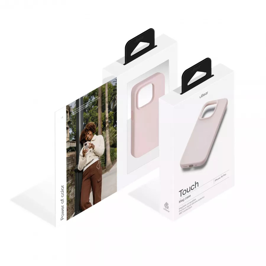 Купить Силиконовый чехол uBear Touch Mag Case для iPhone 15 Pro, розовый в Сочи. Вид 5