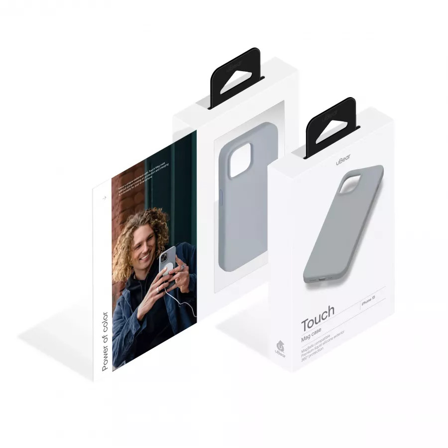Купить Силиконовый чехол uBear Touch Mag Case для iPhone 15, серый в Сочи. Вид 5