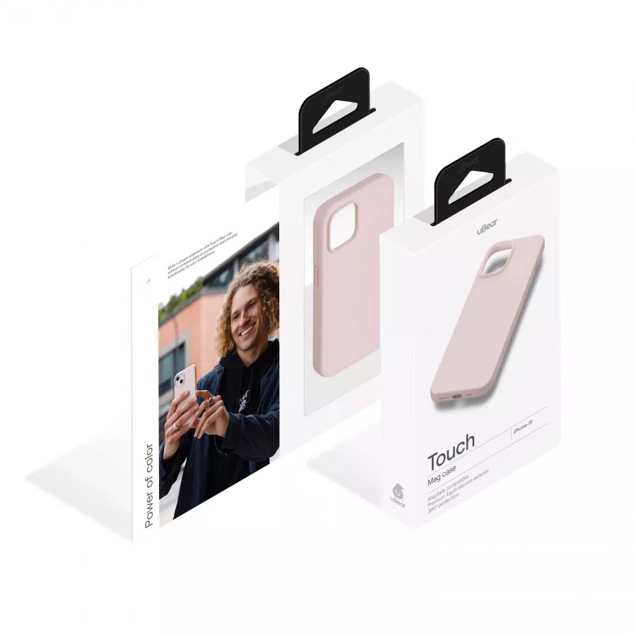 Купить Силиконовый чехол uBear Touch Mag Case для iPhone 15, розовый в Сочи. Вид 5
