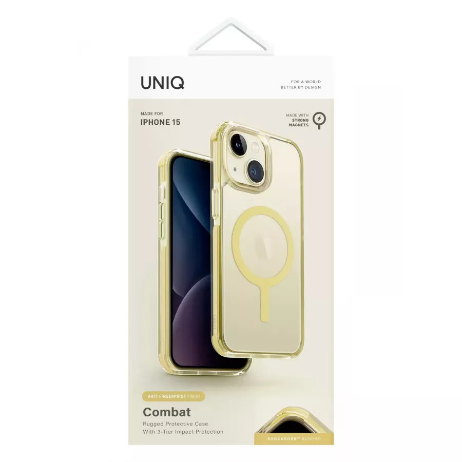 Купить Чехол Uniq Combat AF (MagSafe) для iPhone 15, Citron Yellow в Сочи. Вид 2