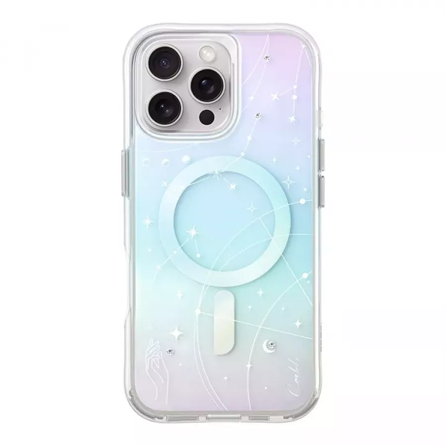 Купить Чехол силиконовый Uniq COEHL Savon Bubble Celest Iridescent (MagSafe) для iPhone 16 Pro Max в Сочи. Вид 1