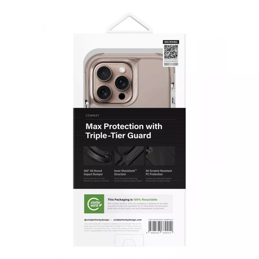 Купить Чехол силиконовый Uniq Combat (MagSafe) для iPhone 16 Pro Max, taupe gold в Сочи. Вид 7