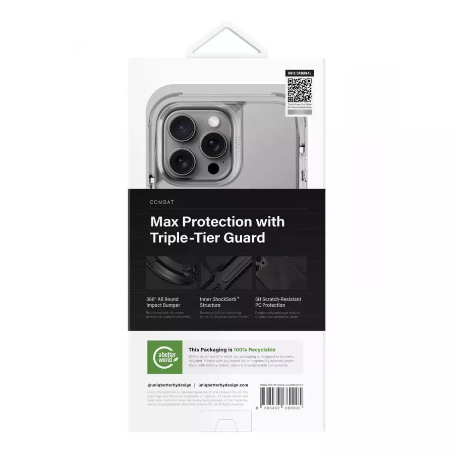 Купить Чехол силиконовый Uniq Combat (MagSafe) для iPhone 16 Pro Max, stone grey в Сочи. Вид 5