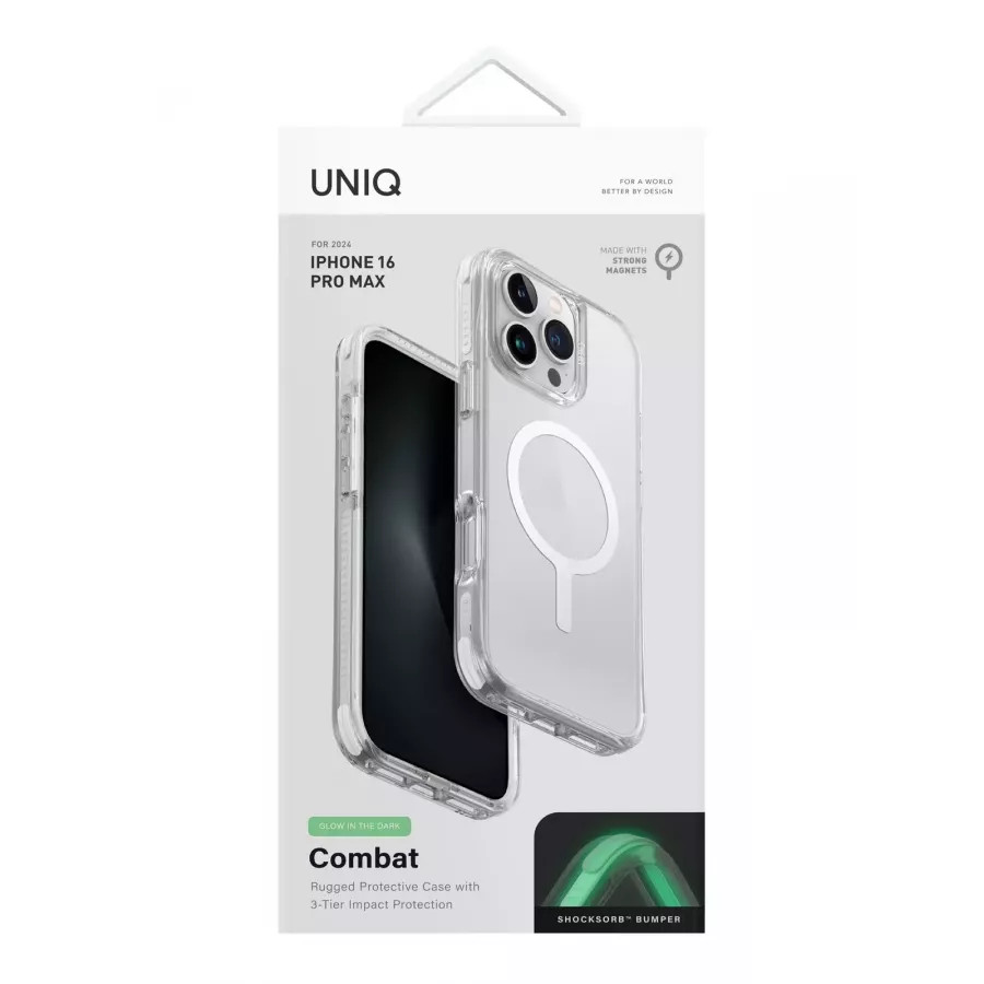 Купить Чехол силиконовый Uniq Combat (MagSafe) для iPhone 16 Pro Max, lume-white в Сочи. Вид 4