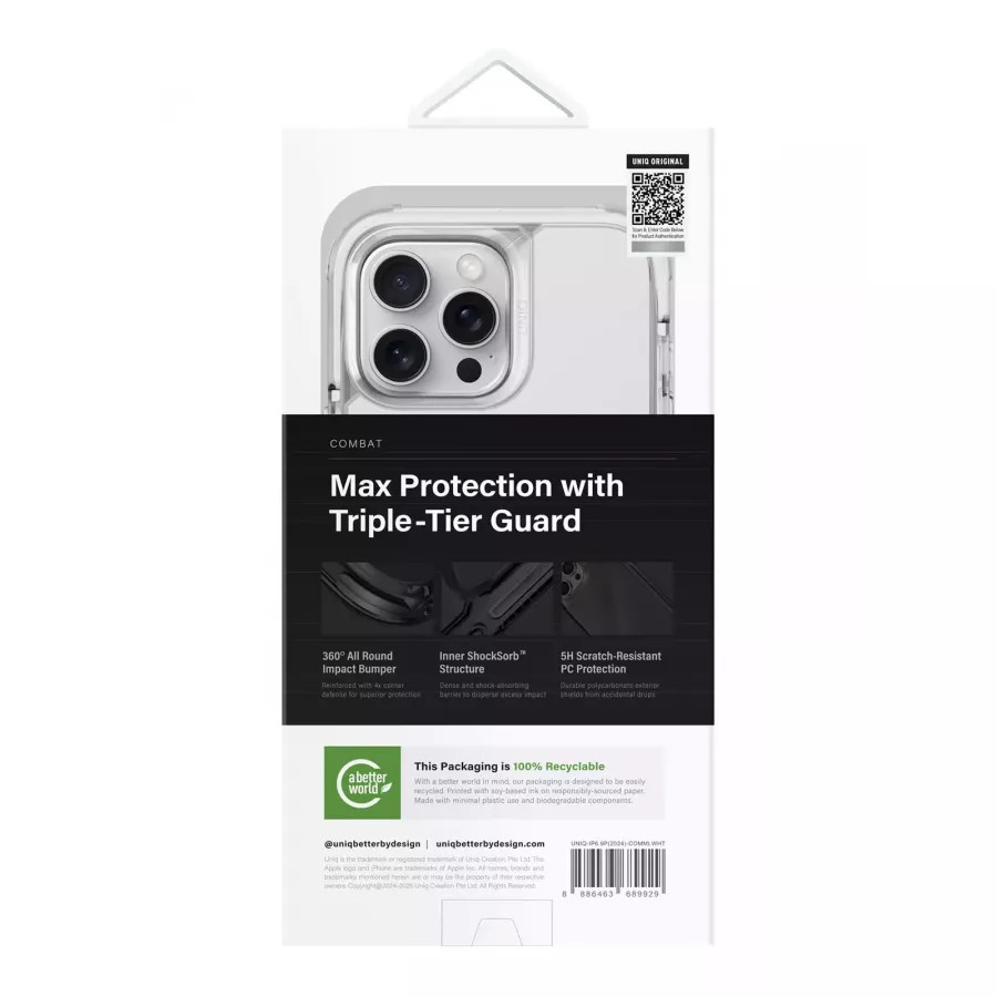 Купить Чехол силиконовый Uniq Combat (MagSafe) для iPhone 16 Pro Max, lume-white в Сочи. Вид 5