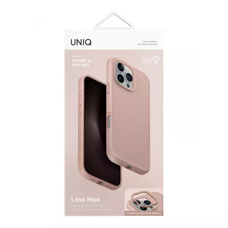 Купить Чехол силиконовый Uniq LINO (MagSafe) для iPhone 16 Pro Max, розовый в Сочи. Вид 7