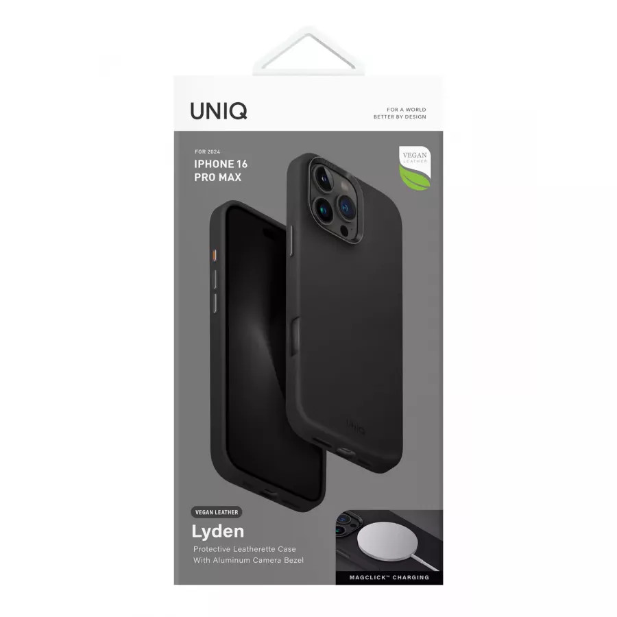 Купить Чехол кожаный Uniq Lyden (MagSafe) для iPhone 16 Pro Max, черный в Сочи. Вид 8
