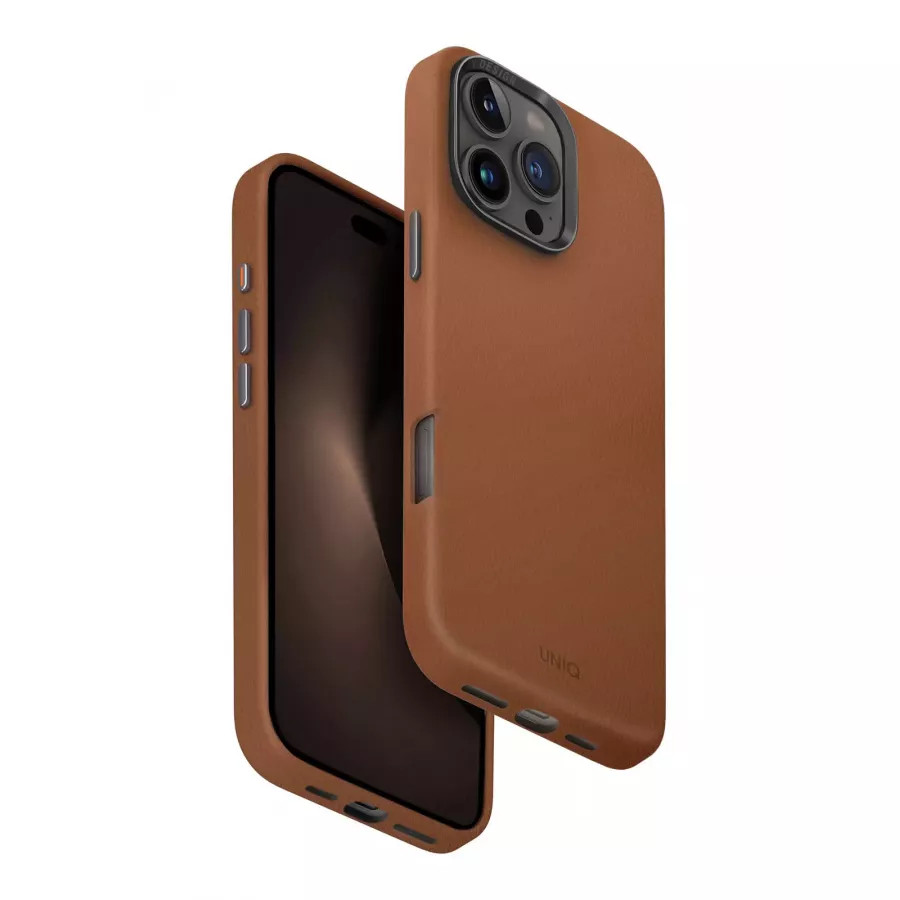 Купить Чехол кожаный Uniq Lyden (MagSafe) для iPhone 16 Pro Max, caramel в Сочи. Вид 3