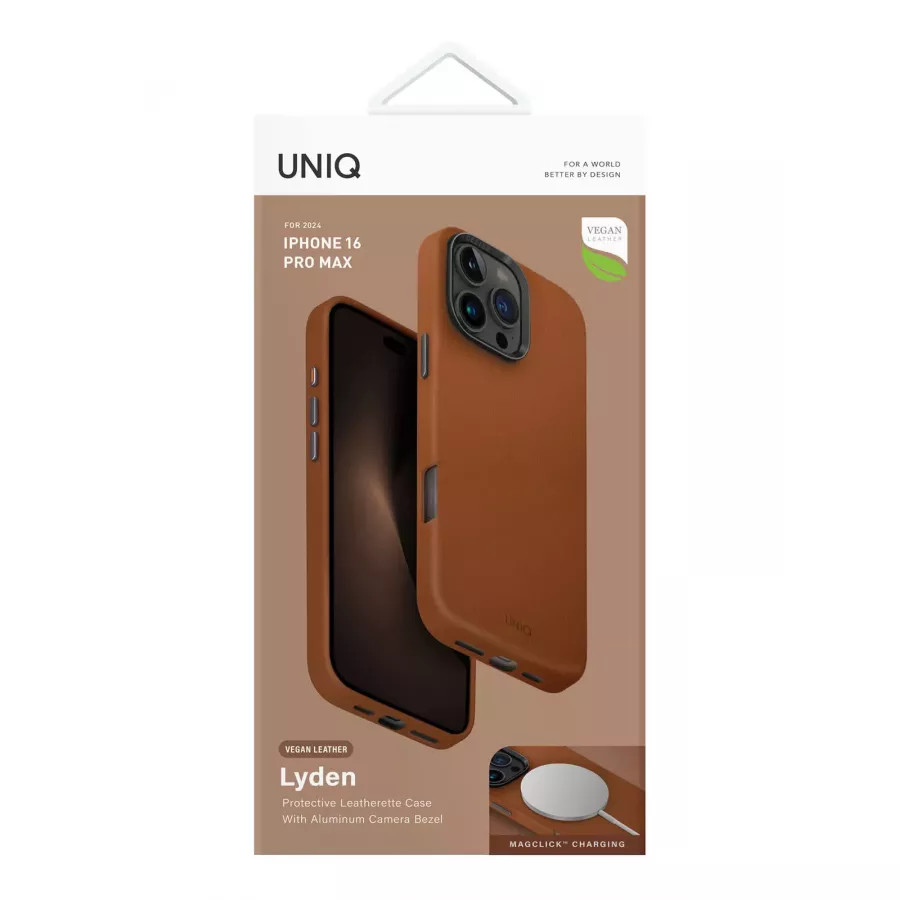 Купить Чехол кожаный Uniq Lyden (MagSafe) для iPhone 16 Pro Max, caramel в Сочи. Вид 7