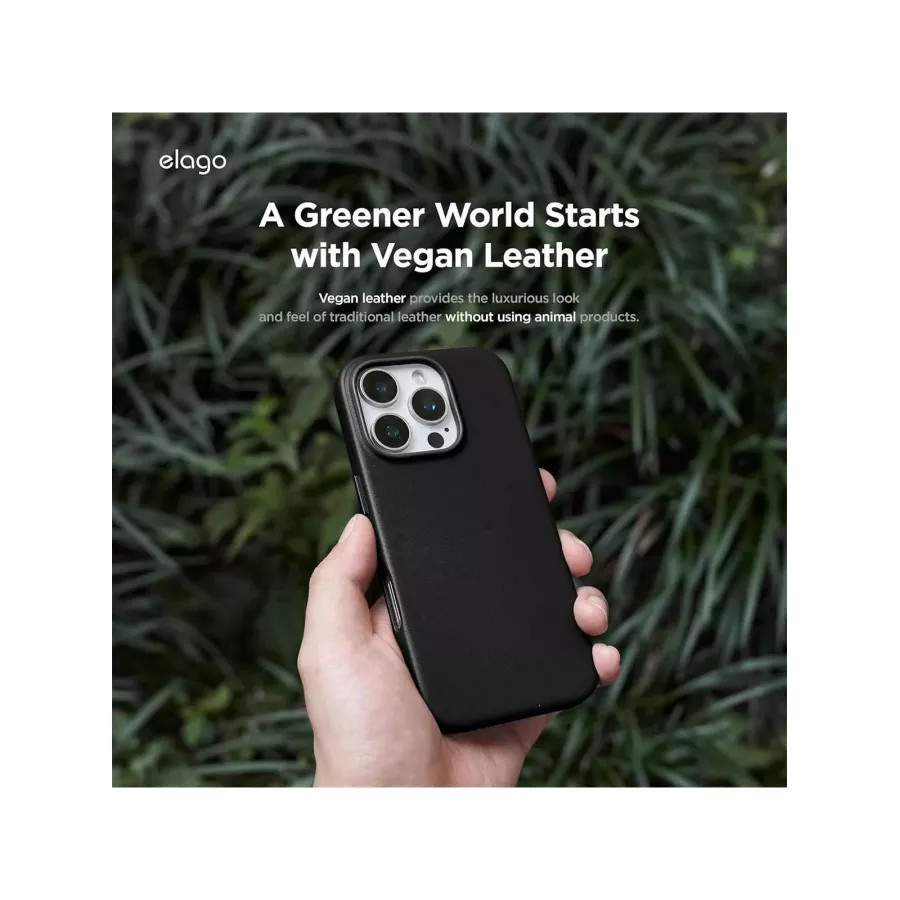 Купить Чехол силиконовый Elago PU Leather (MagSafe) для iPhone 16 Pro, черный в Сочи. Вид 5