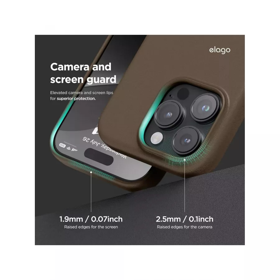 Купить Чехол силиконовый Elago PU Leather (MagSafe) для iPhone 16 Pro, коричневый в Сочи. Вид 4