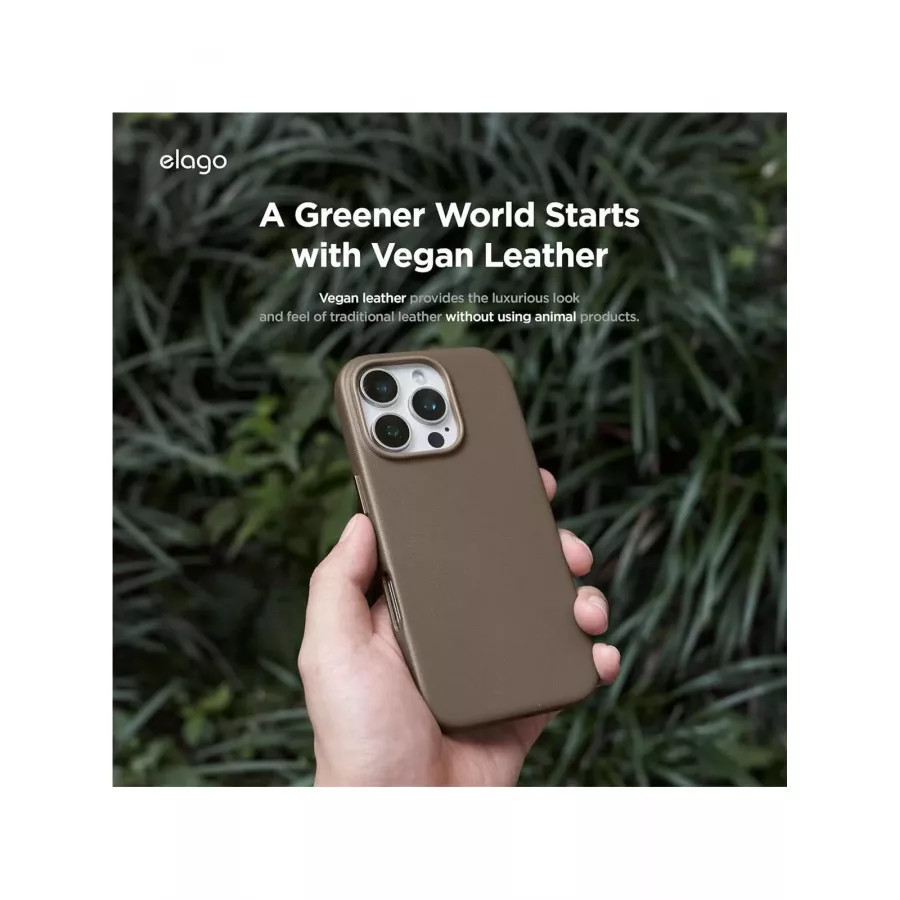 Купить Чехол силиконовый Elago PU Leather (MagSafe) для iPhone 16 Pro, коричневый в Сочи. Вид 5