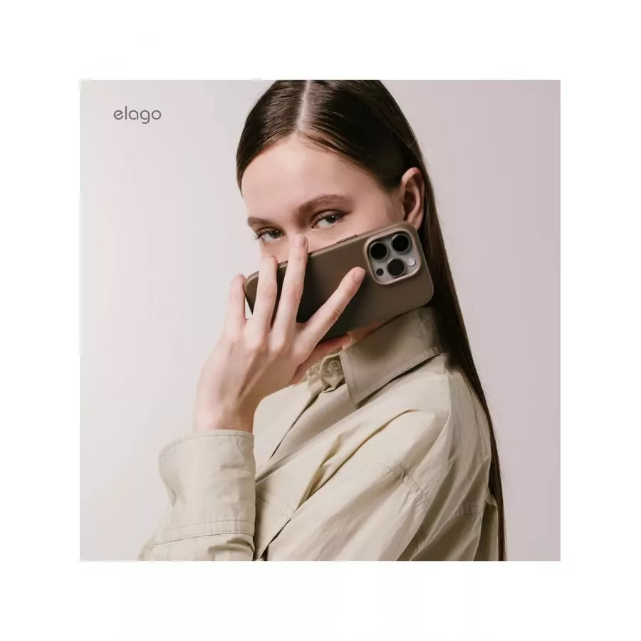 Купить Чехол силиконовый Elago PU Leather (MagSafe) для iPhone 16 Pro, коричневый в Сочи. Вид 6