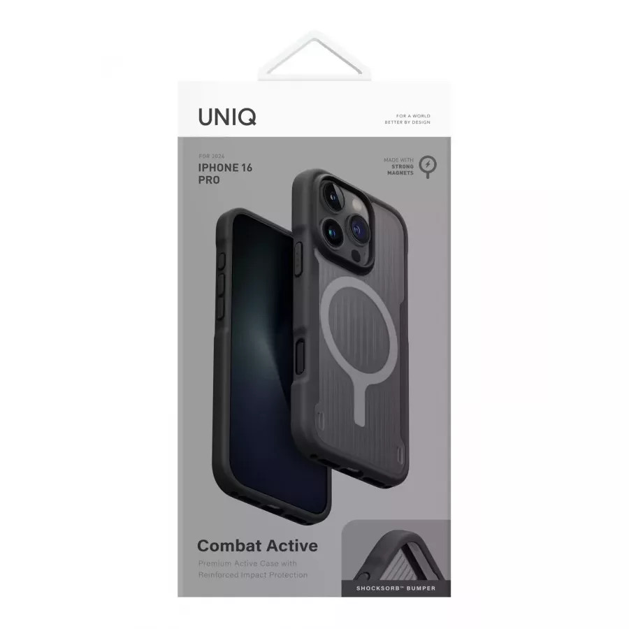 Купить Чехол силиконовый Uniq Combat Active (MagSafe) для iPhone 16 Pro, charcoal black в Сочи. Вид 5