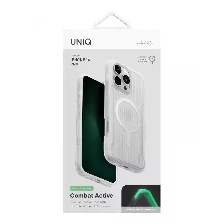 Купить Чехол силиконовый Uniq Combat Active (MagSafe) для iPhone 16 Pro, lume-white в Сочи. Вид 6