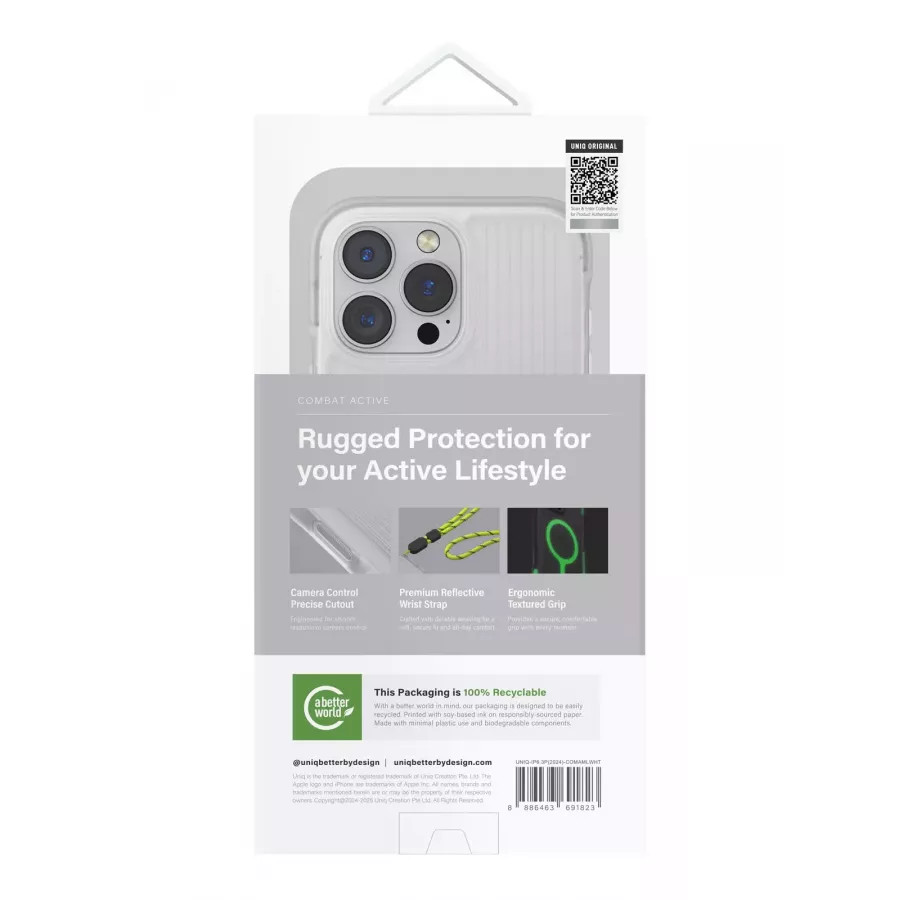 Купить Чехол силиконовый Uniq Combat Active (MagSafe) для iPhone 16 Pro, lume-white в Сочи. Вид 7