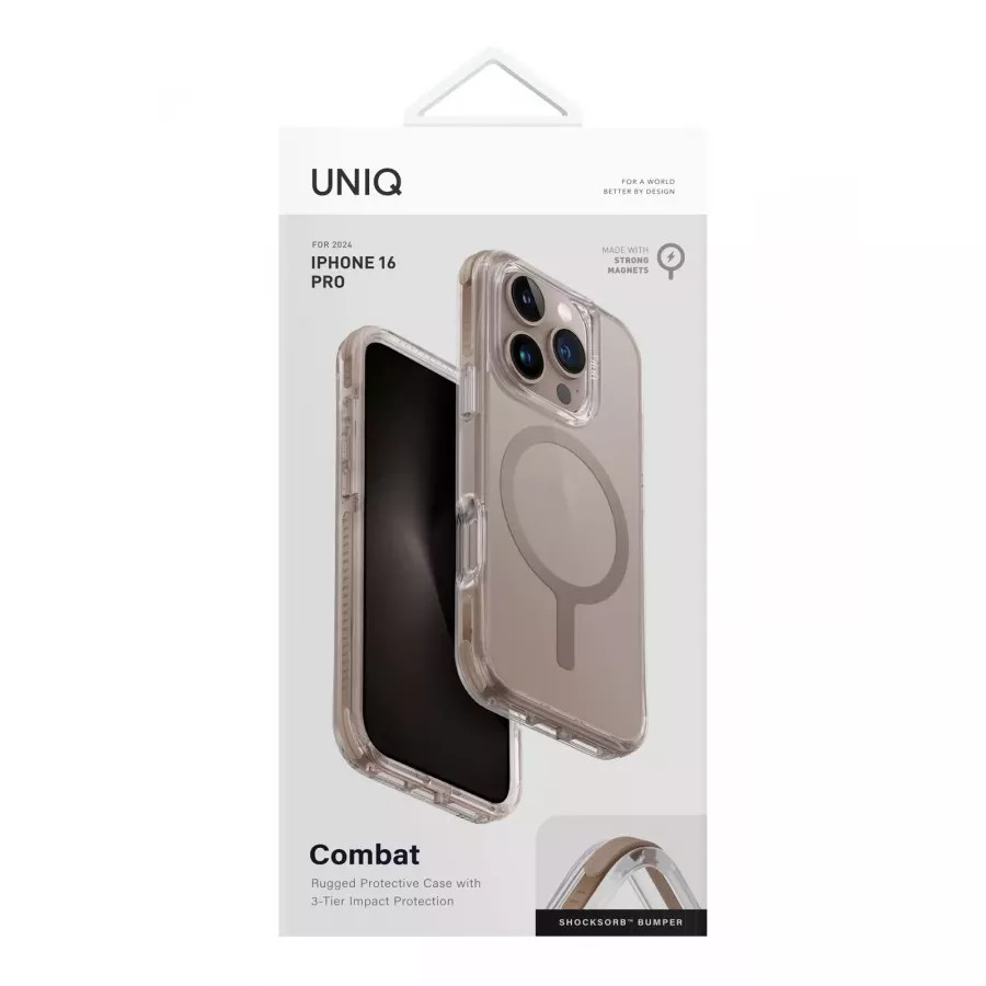 Купить Чехол силиконовый Uniq Combat (MagSafe) для iPhone 16 Pro, taupe gold в Сочи. Вид 6