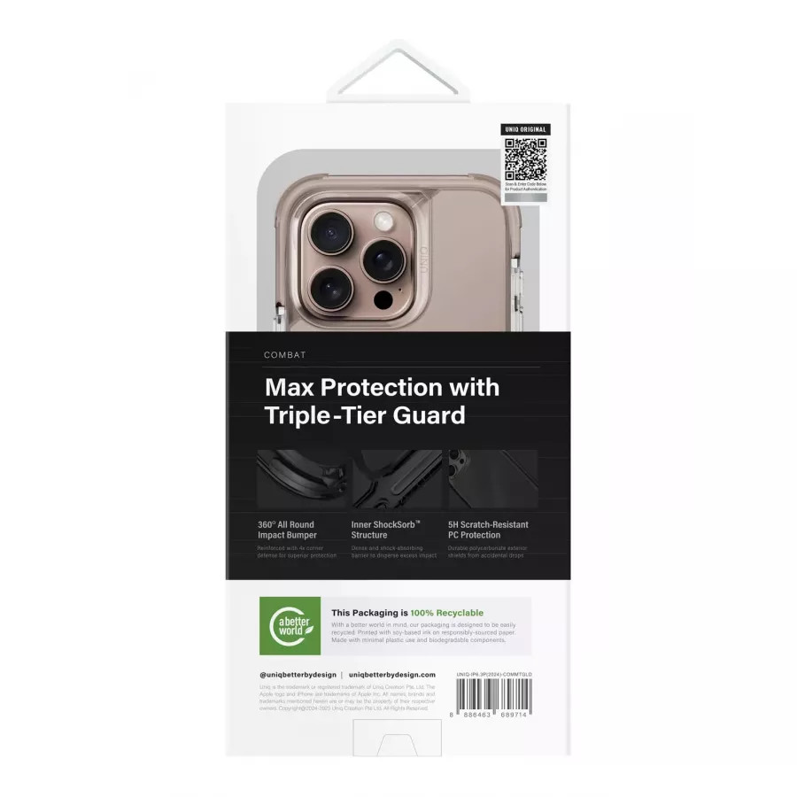Купить Чехол силиконовый Uniq Combat (MagSafe) для iPhone 16 Pro, taupe gold в Сочи. Вид 7