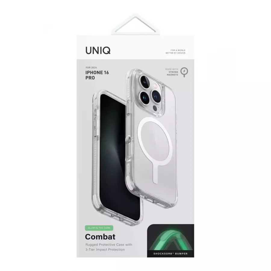 Купить Чехол силиконовый Uniq Combat (MagSafe) для iPhone 16 Pro, lume-white в Сочи. Вид 4