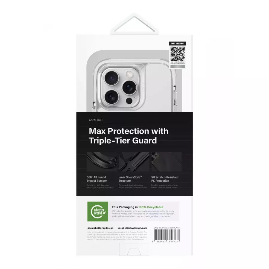 Купить Чехол силиконовый Uniq Combat (MagSafe) для iPhone 16 Pro, lume-white в Сочи. Вид 5