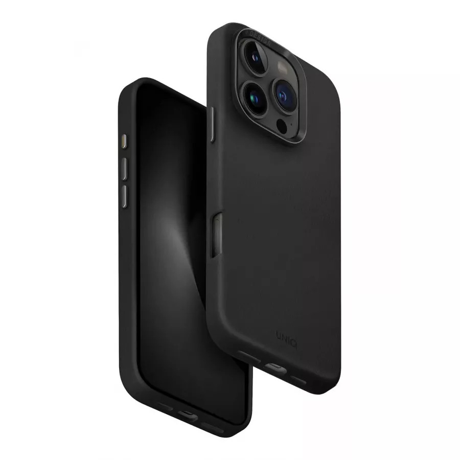 Купить Чехол кожаный Uniq Lyden (MagSafe) для iPhone 16 Pro, черный в Сочи. Вид 3