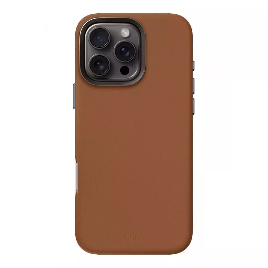 Купить Чехол кожаный Uniq Lyden (MagSafe) для iPhone 16 Pro, caramel в Сочи. Вид 2
