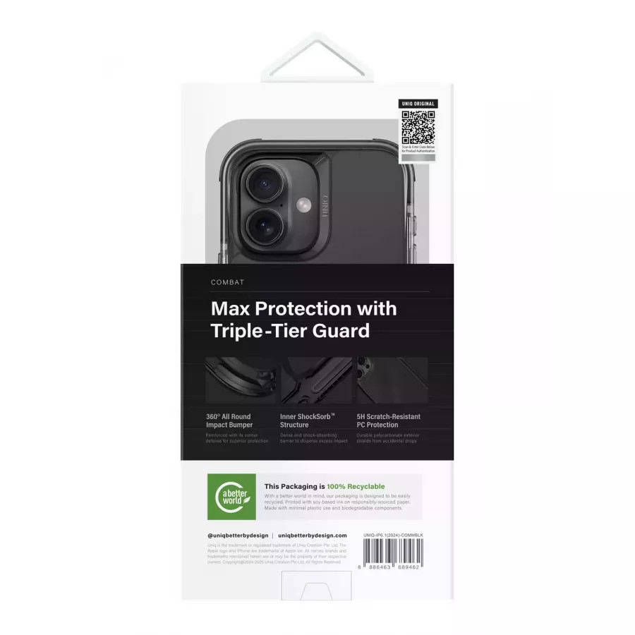 Купить Чехол силиконовый Uniq Combat (MagSafe) для iPhone 16, black в Сочи. Вид 5