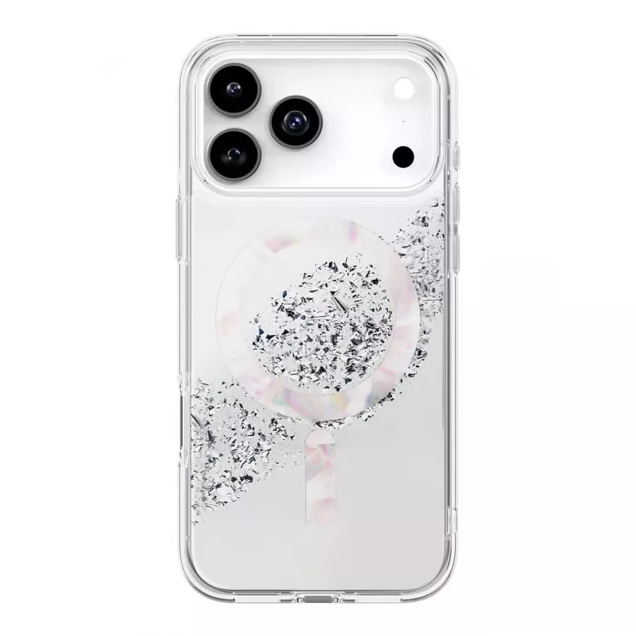 Купить Чехол силиконовый Uniq COEHL Resin Crystalle (MagSafe) для iPhone 17 Pro Max, sparkling silver в Сочи. Вид 2