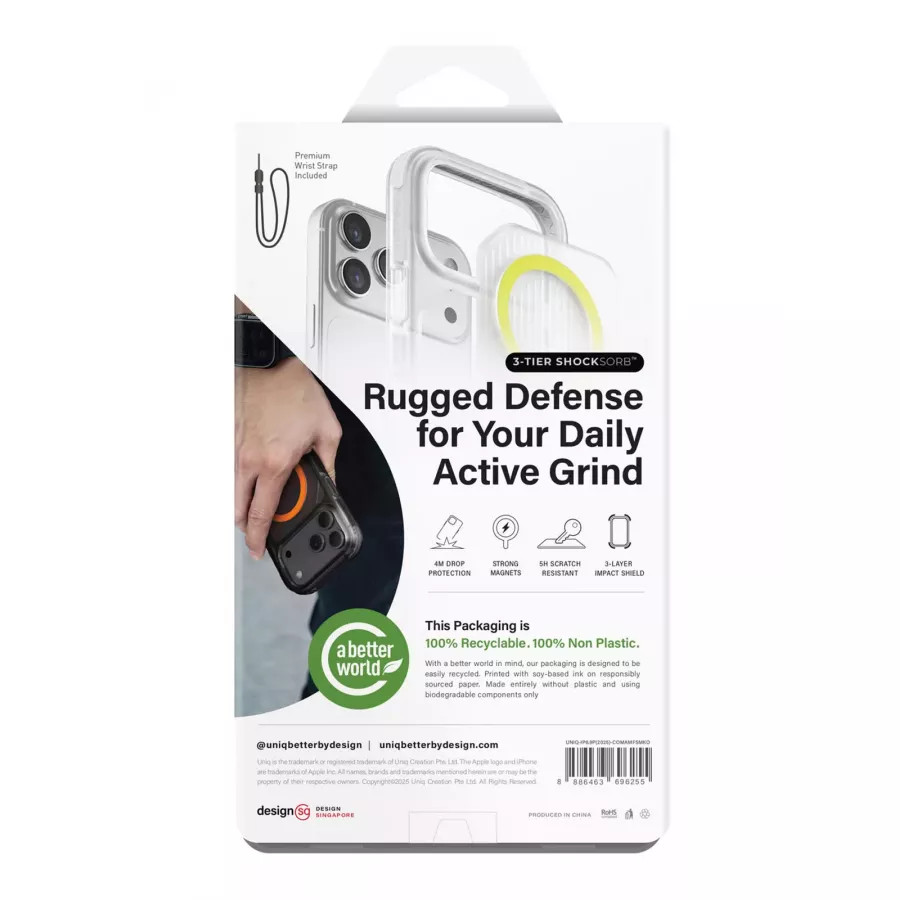 Купить Чехол силиконовый Uniq Combat Active (MagSafe) для iPhone 17 Pro Max, frost smoke/orange в Сочи. Вид 7