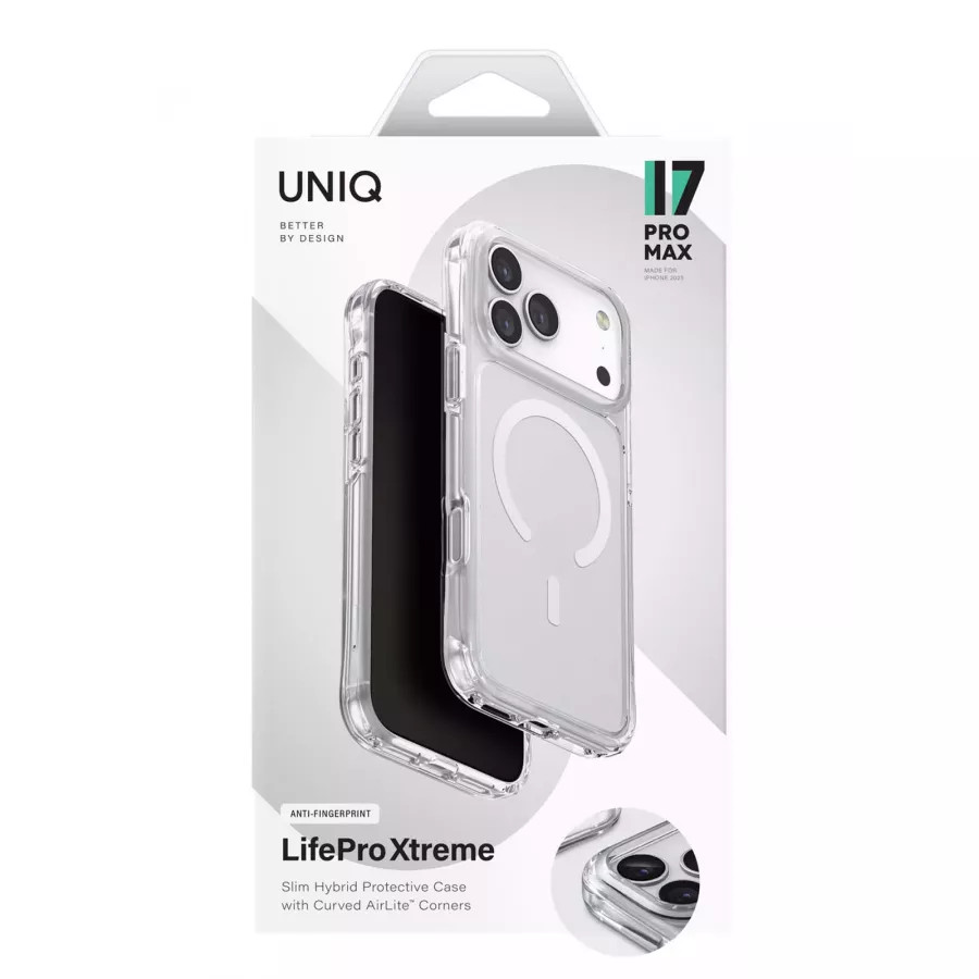 Купить Чехол силиконовый Uniq Lifepro Xtreme AF (MagSafe) для iPhone 17 Pro Max, clear/white в Сочи. Вид 6