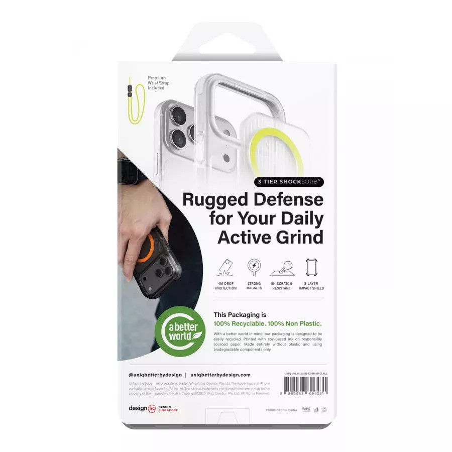 Купить Чехол силиконовый Uniq Combat Active (MagSafe) для iPhone 17 Pro, frost smoke/orange в Сочи. Вид 7