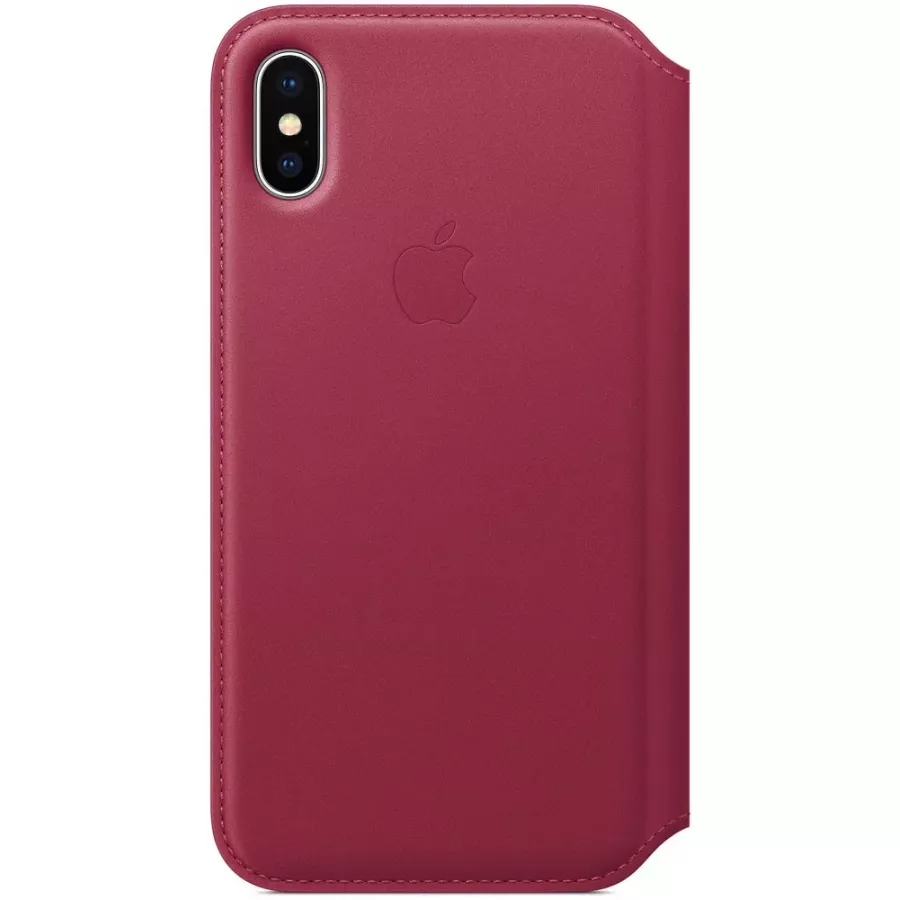 Купить Кожаный чехол Apple Leather Folio для iPhone X - Лесная ягода (Berry) в Сочи. Вид 1