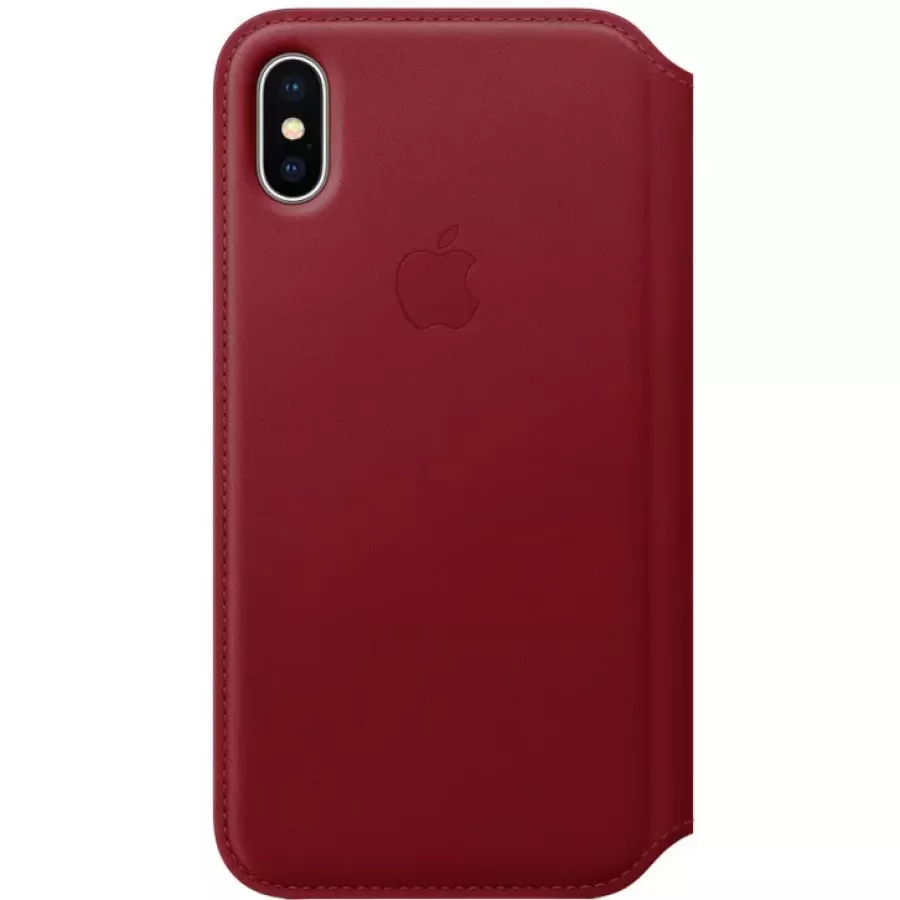 Купить Кожаный чехол Apple Leather Folio для iPhone X - Красный (PRODUCT RED) в Сочи. Вид 1