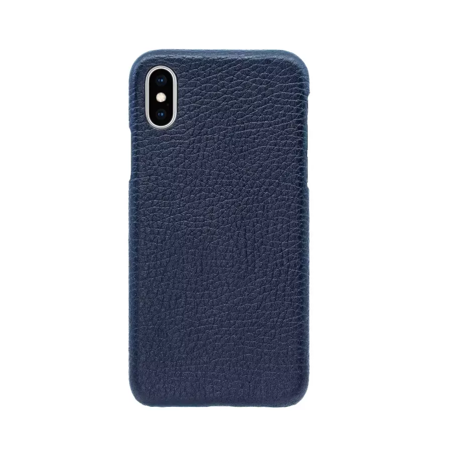 Купить Чехол Natural Cow Hermes Leather Case для iPhone X/XS - Темно-синий (Dark Blue) в Сочи. Вид 1